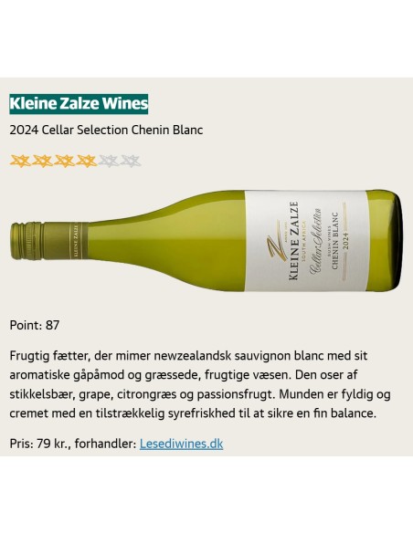 Kleine Zalze, CS Chenin Blanc Bushwine, 2024